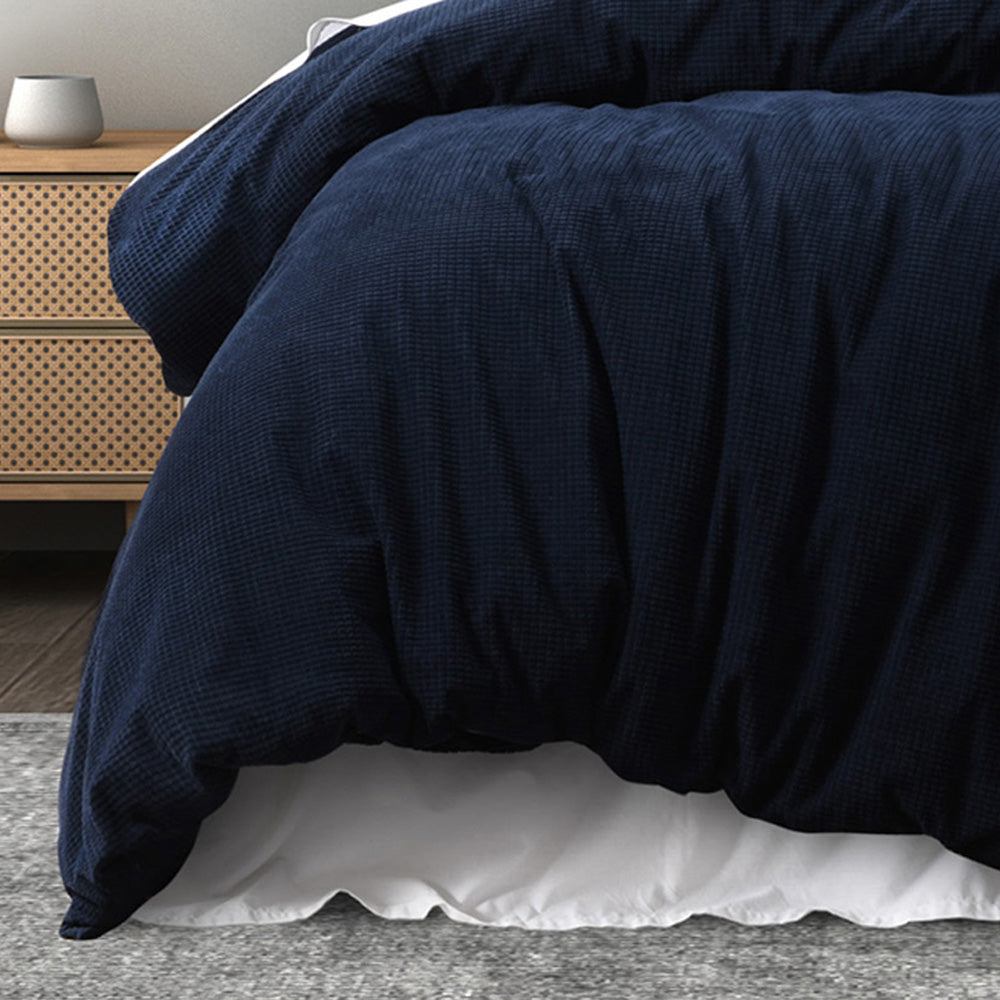 King-Size Lebron Indigo Soft Textured Quilt Cover Set
