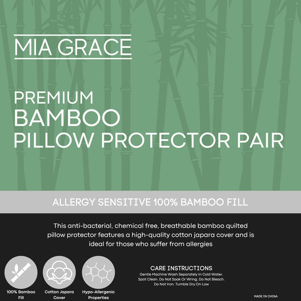 Mia Grace High - Quality Premium Bamboo Standard - Sized Pillow Protector Set of Two