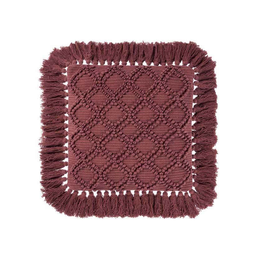 Linen House Rhubarb Geometric Pattern Square Filled Boho Cushion