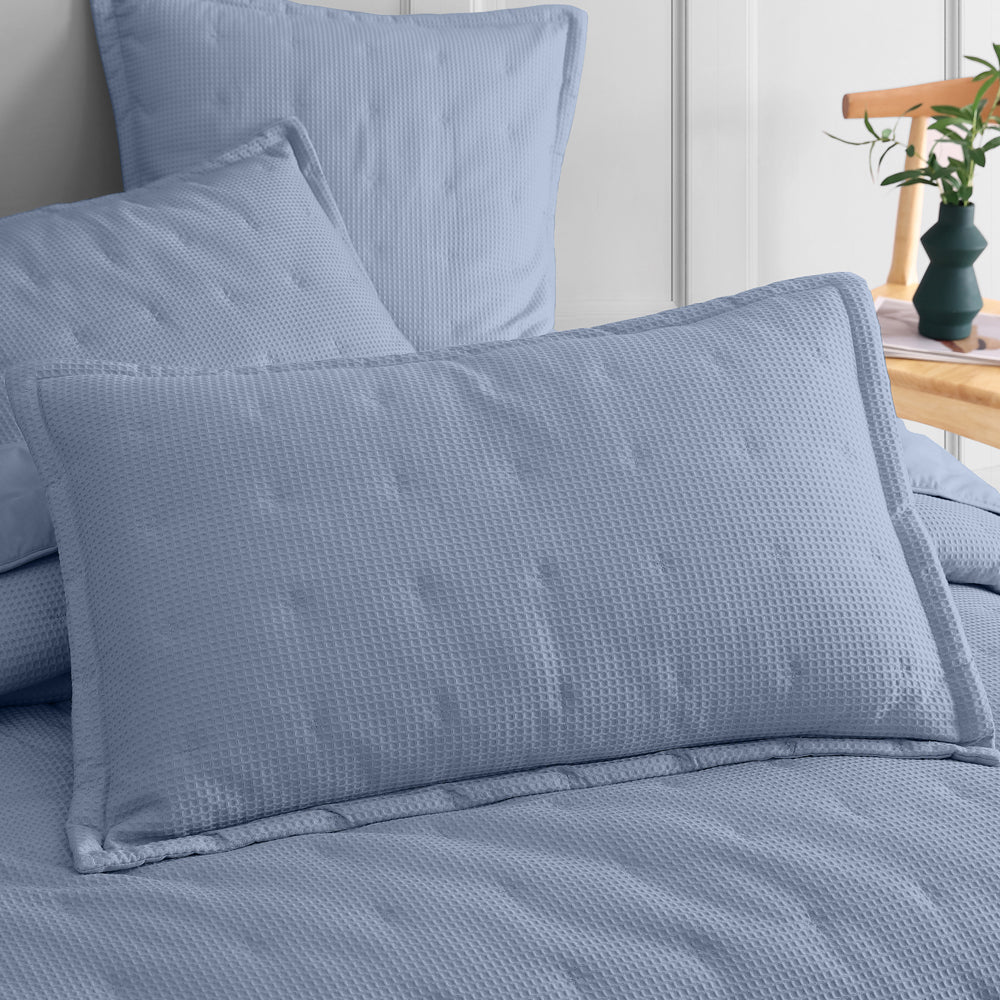 Platinum Logan and Mason Ascot Steel Pillow Sham Set - A Pair of Textured Waffle Weave Pillow Shams