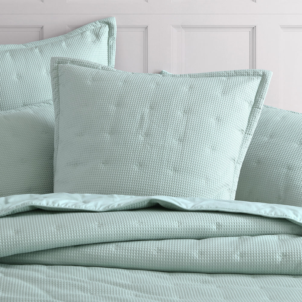Elegant Ascot Surf European Sham with Textured Waffle Weave