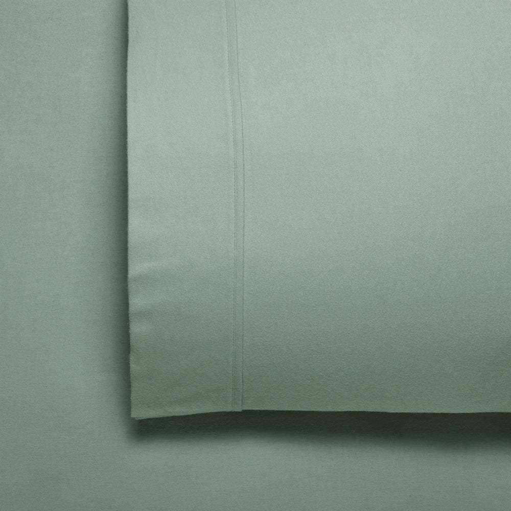 Single 50cm Bed Bianca Fletcher Cotton Flannelette Sheet Set in Sage Color