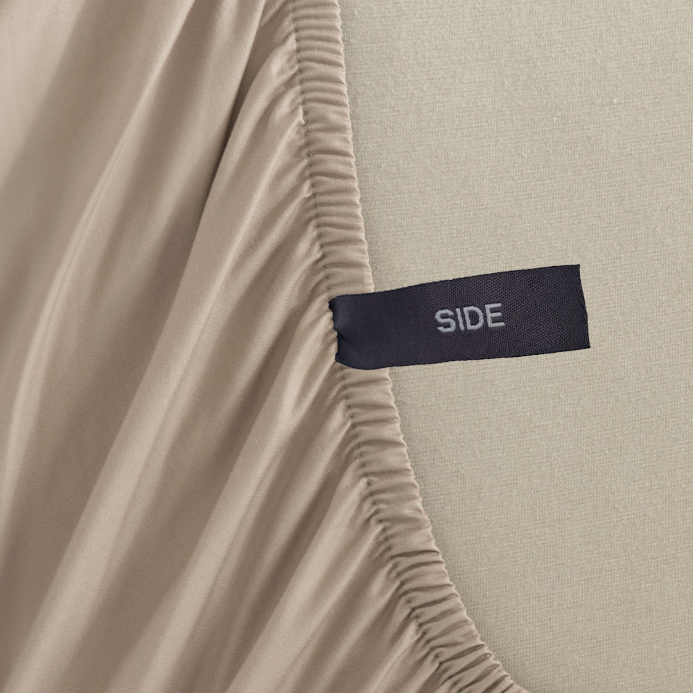 Luxurious Casey Cotton Sateen 400 Thread Count Fitted Sheet Linen for King Bed with 50cm Depth