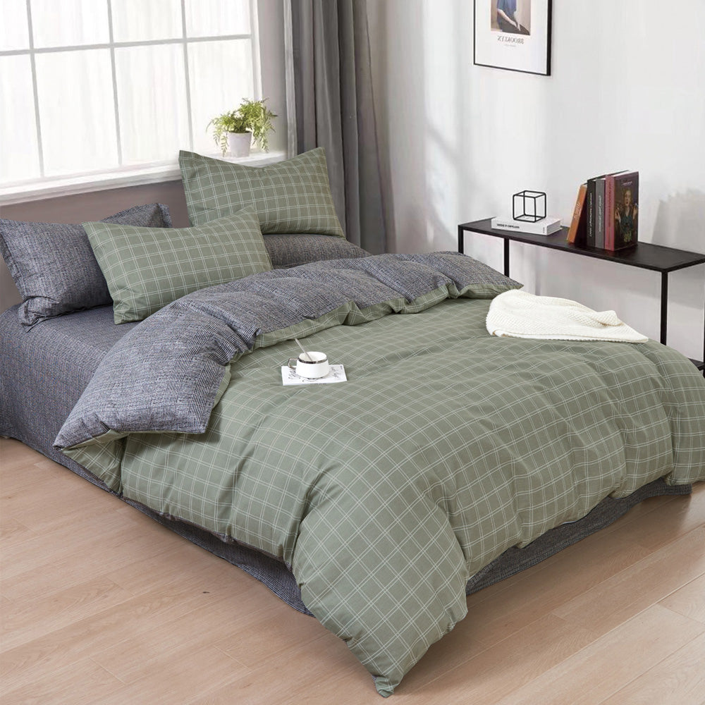 Ardor Harlan Grey and White Stripe King Bed Quilt Cover Set