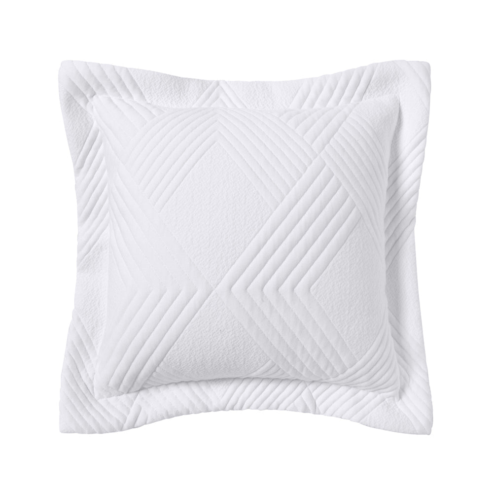 Elegant White Square Filled Cassiano Bedroom Cushion
