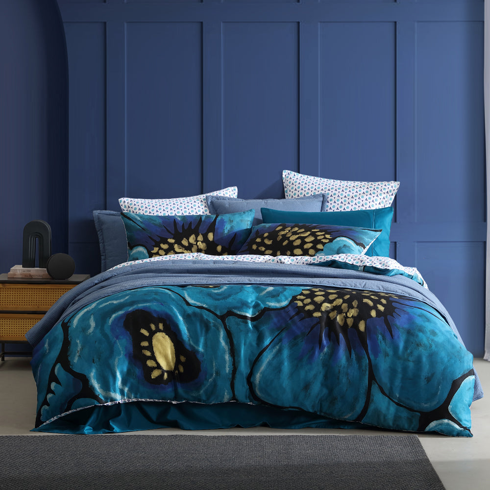 Avalon Blue Luxury Quilt Cover Set for King-Sized Bed