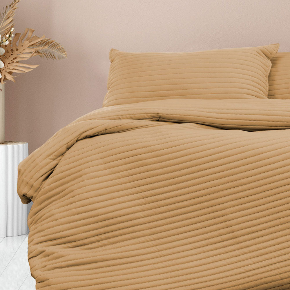 Double Bed London Cinnamon Quilt Cover Set for Bedroom Interior Decoration