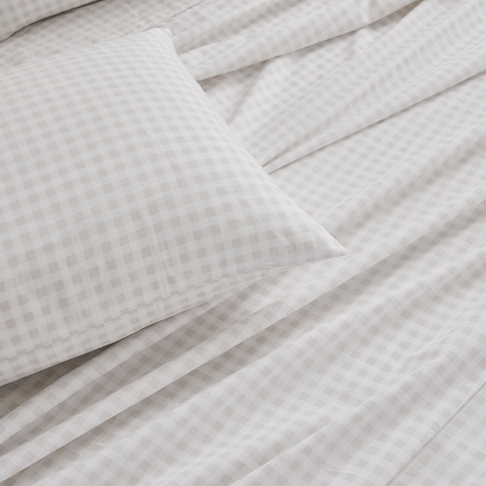 King-Size Laura Ashley Gingham Stone Bed Sheet Set with Inviting Charm