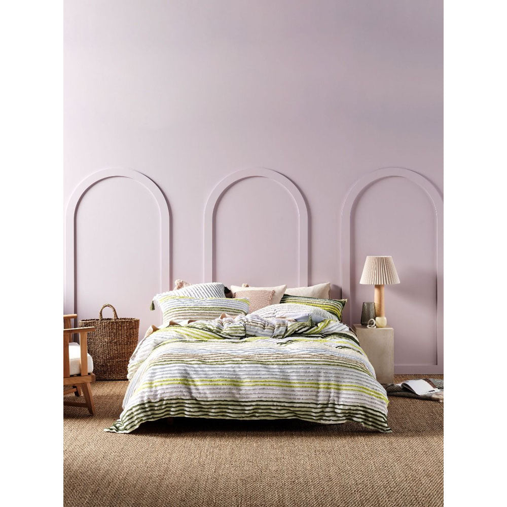 Linen House Nola Double Bed Multi - coloured Chenille Stripe Quilt Cover Set