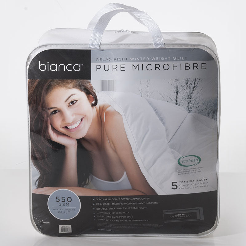 Single Bed Relaxing Right Winter Microfibre Quilt / Doona with 550GSM Weight