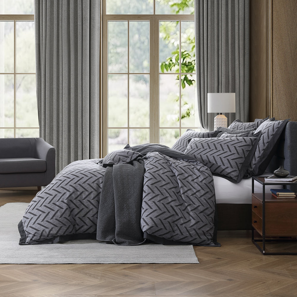 Westport Queen - Size Charcoal Quilt Cover Set for Modern Bedrooms