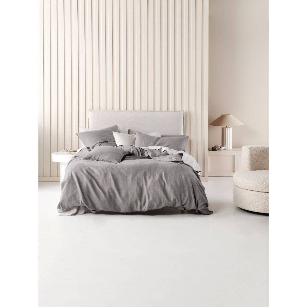 Single Bed Nimes Ash Linen Quilt Cover Set: Soft & Durable for All Seasons