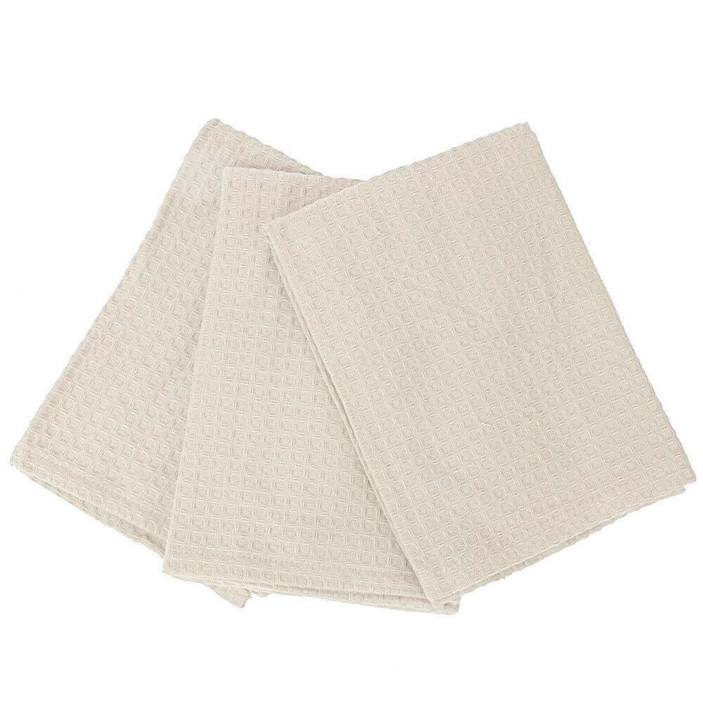 Set of 3 Natural London Waffle Style Tea Towels for Kitchen Use