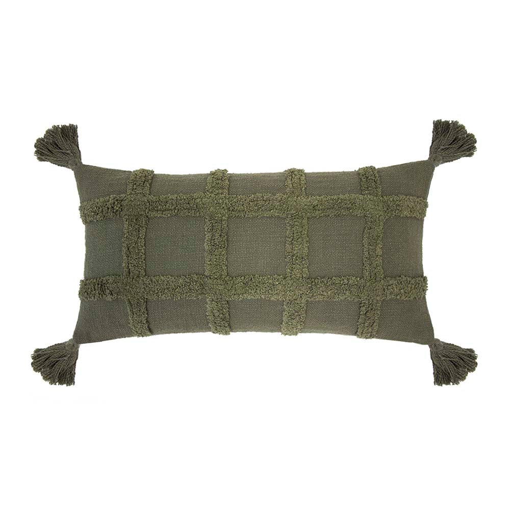 Bambury Percy Moss Long Soft Filled Decorative Cushion for Home