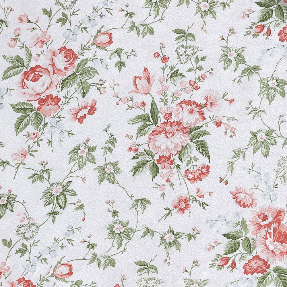 Queen-Size Laura Ashley Lillian Coral Sateen Cotton Sheet Set