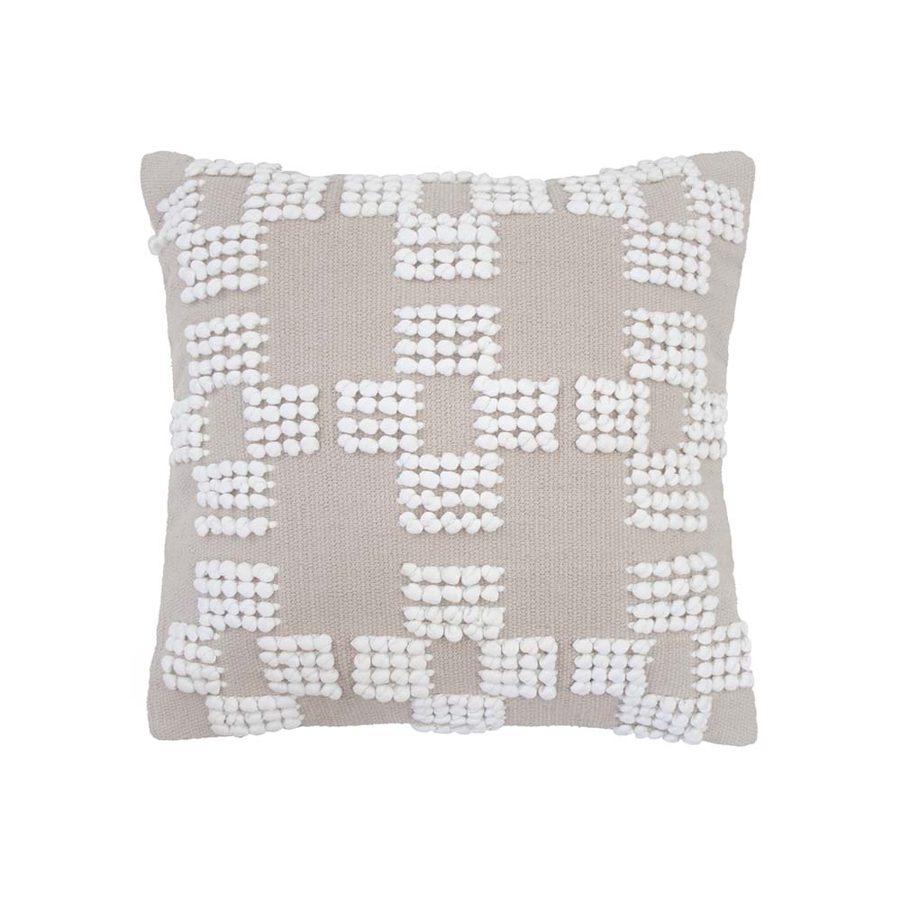 Large Textured Bambury Hastings Latte Square Filled Decorative Cushion