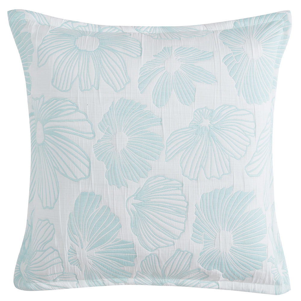 European-Style Platinum Poppi Aqua Pillowcase by Logan and Mason