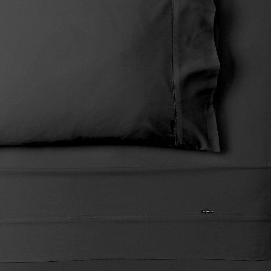 Luxurious Nara Charcoal 400TC Bamboo Cotton Queen Bed Sheet Set with 50cm Wall