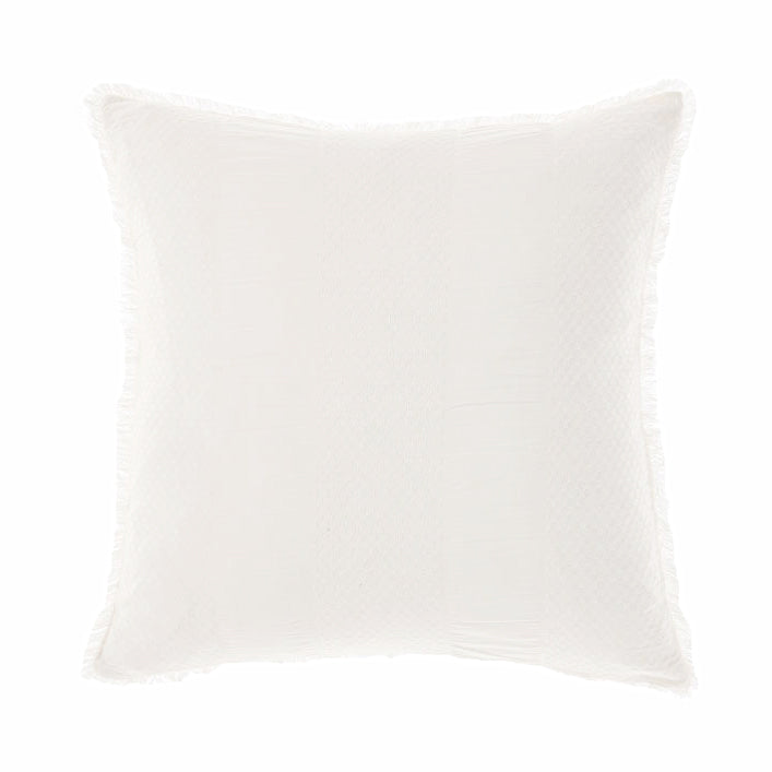 Linen House Shrimpton Square White Filled Decorative Cushion with Cotton Fringe