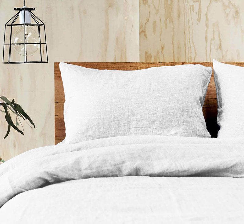 Jenny Mclean's Doux 100% Linen Luxury White King Bed Quilt Cover Set