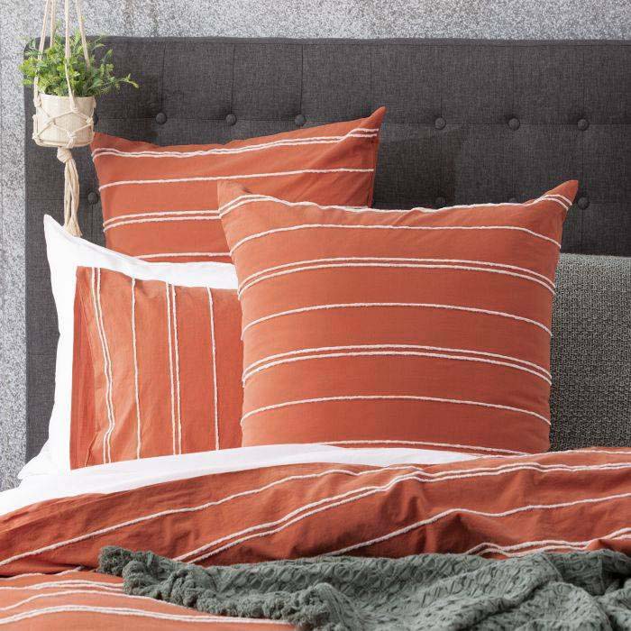 Elegant Hudson Paprika Chenille Queen Bed Quilt Cover Set