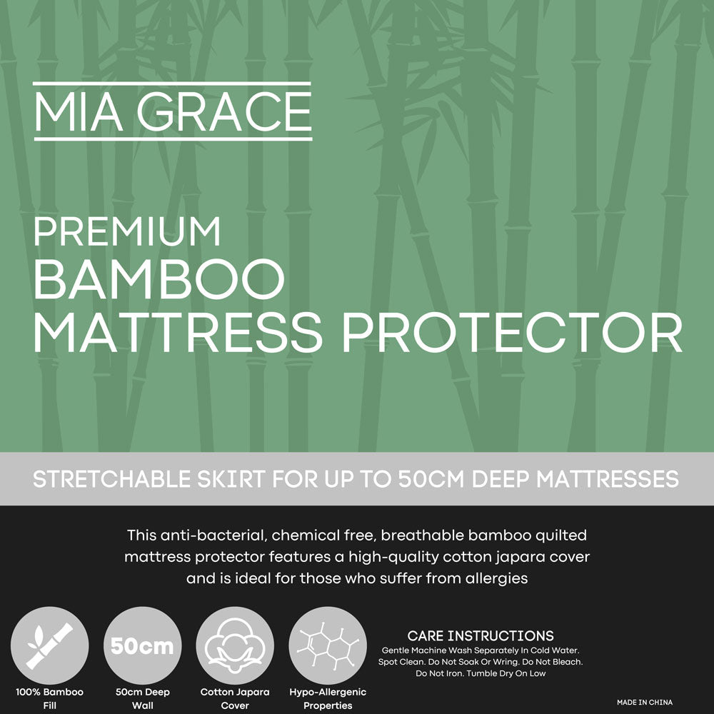 King Single Size Premium Bamboo Anti - Bacterial Mattress Protector