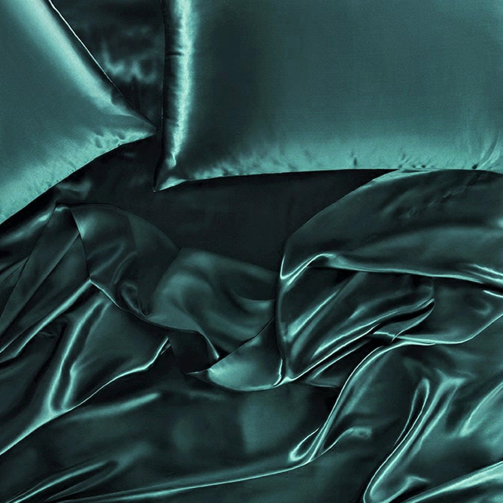 2-Pack Teal Satin Standard-Sized Pillowcases for a Luxurious Bedroom