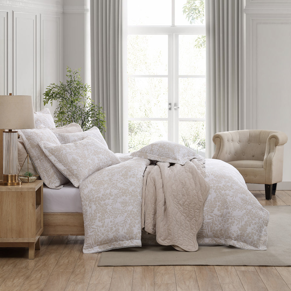 King - Sized Quinn Stone Quilt Cover Set for a Nature - Inspired Bedroom