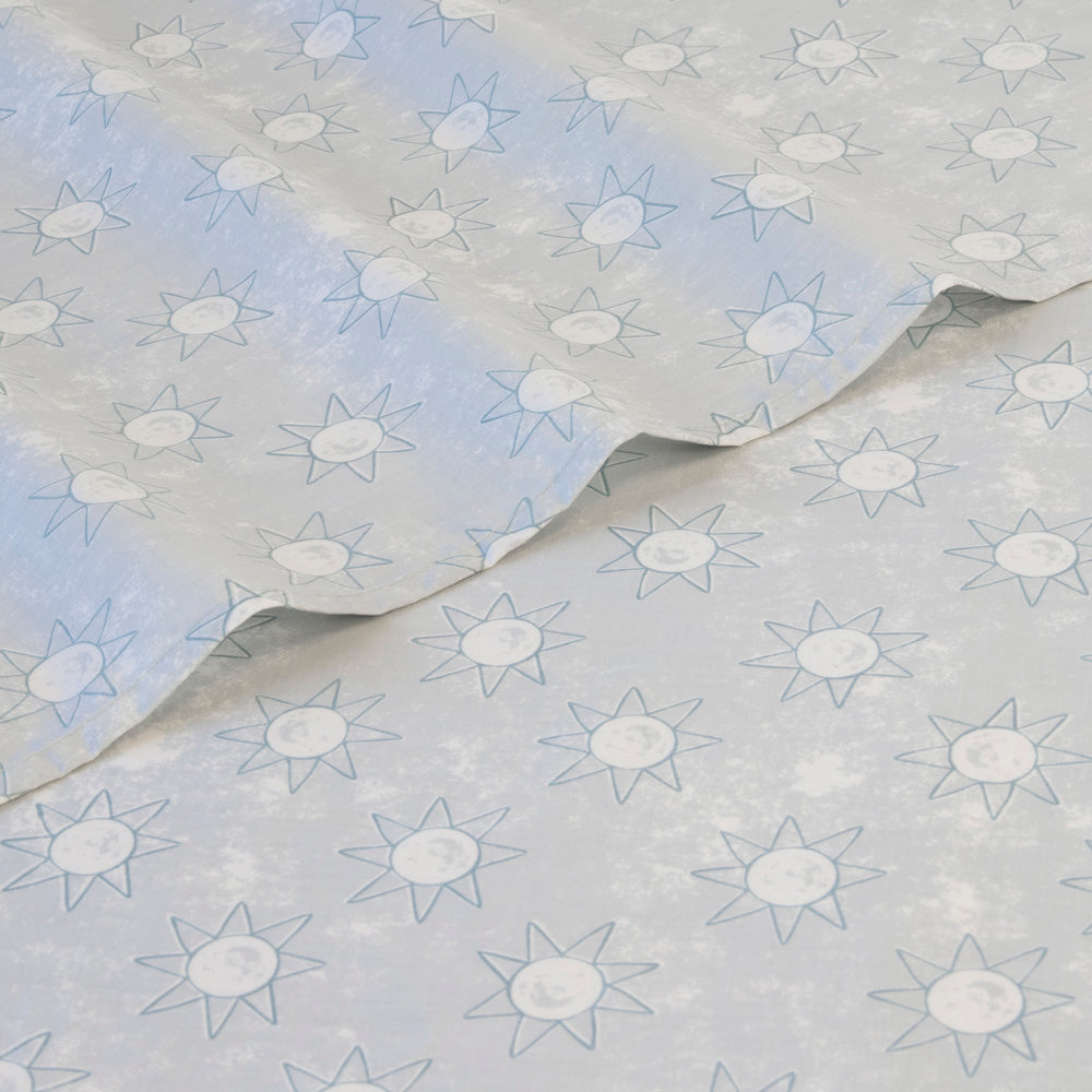 Pastel Blue Single Bed Suns Sheet Set for Kids