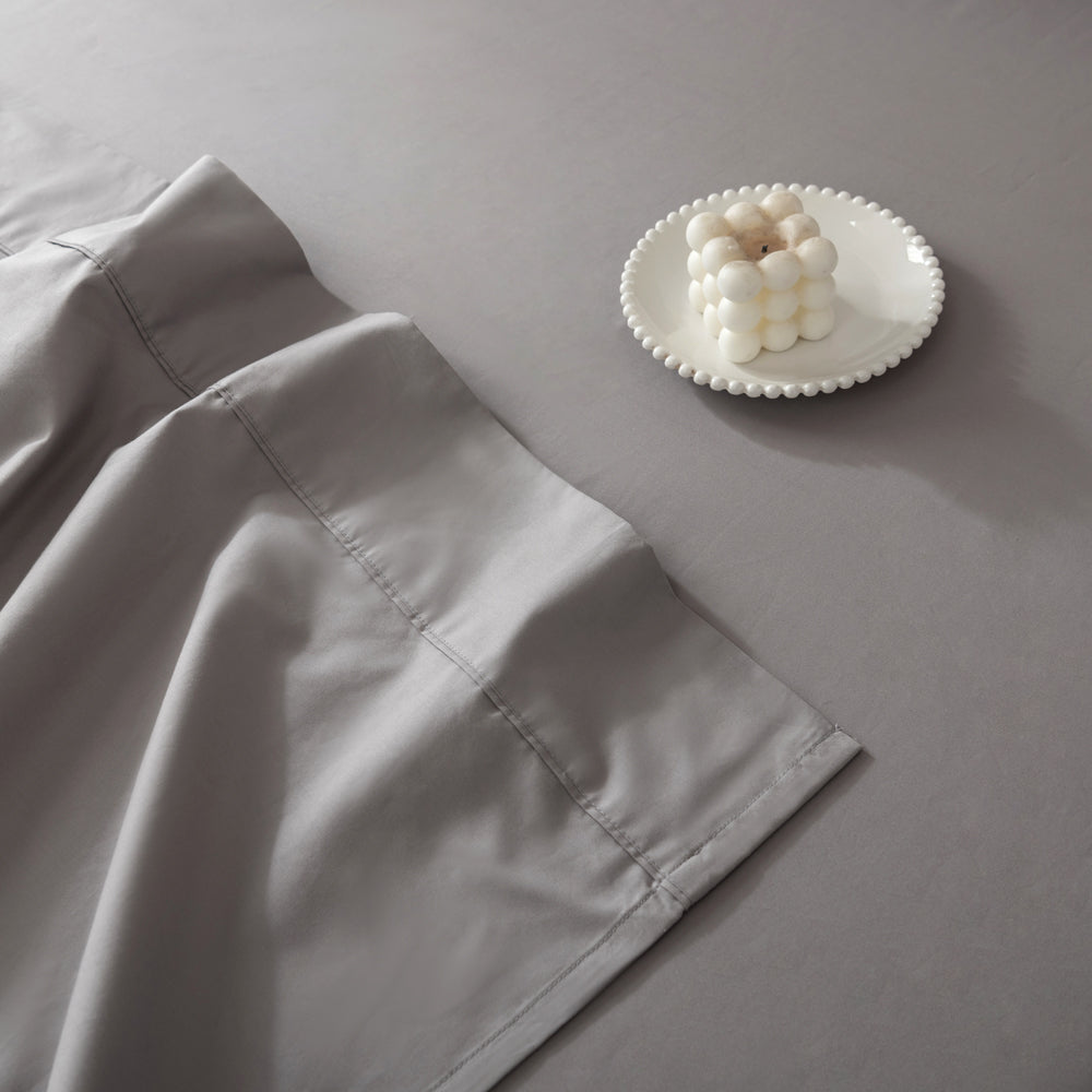 400TC Pewter Casey Cotton Flat Sheet for Long Single Bed