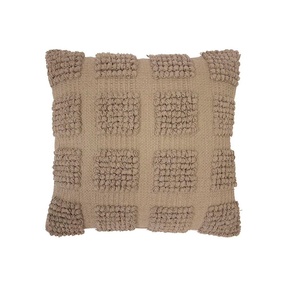 Bambury Dawson Almond-Colored Square Decorative Filled Cotton Cushion for Bed and Couch