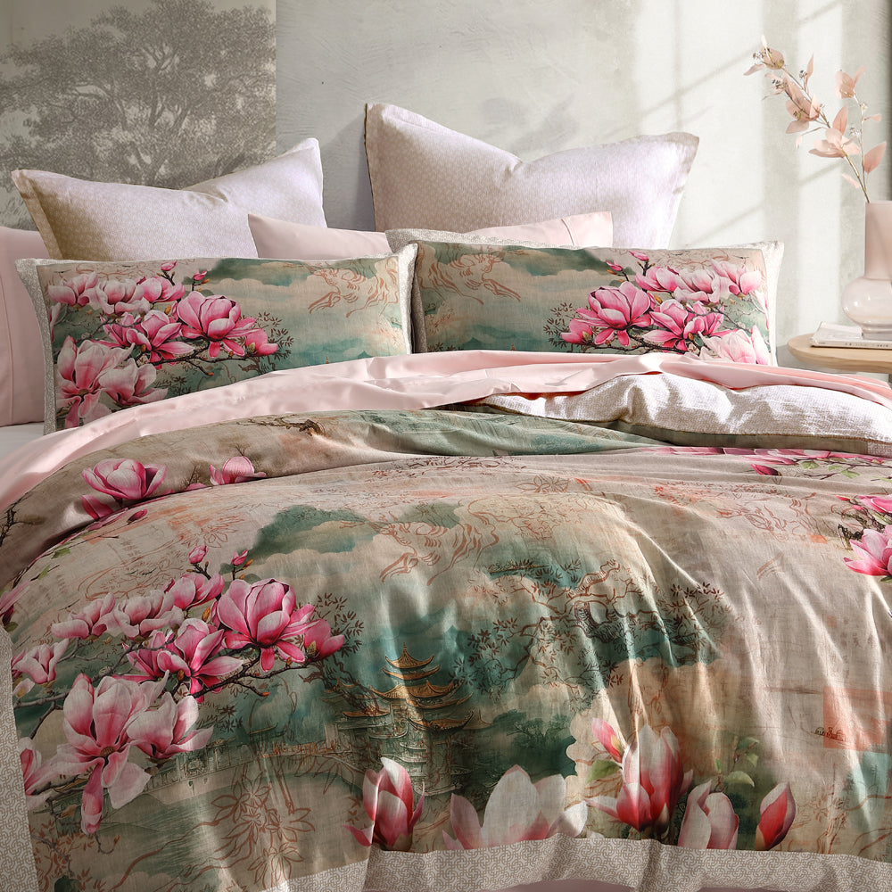Luxurious Ikigai Magnolia King Size Bed Quilt Cover Set