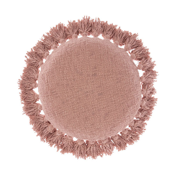 Florida Rosette Round Decorative Filled Cotton Cushion for Boho Style