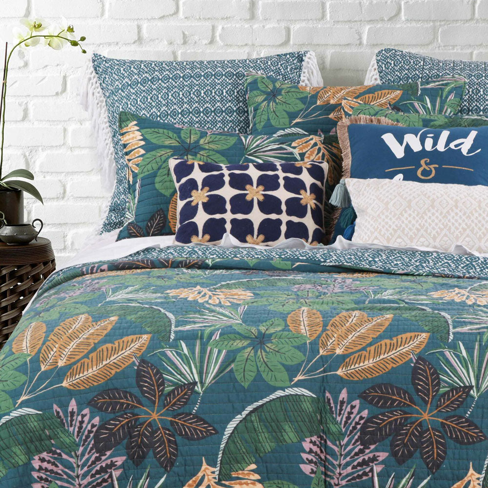 Beckett King Single Bed Multicoloured Tropical Bloom Coverlet Set