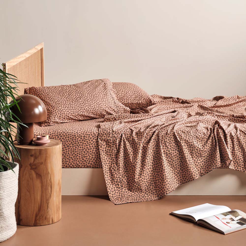 Single Bed Goldie Brandy Cotton Sheet Set by Linen House