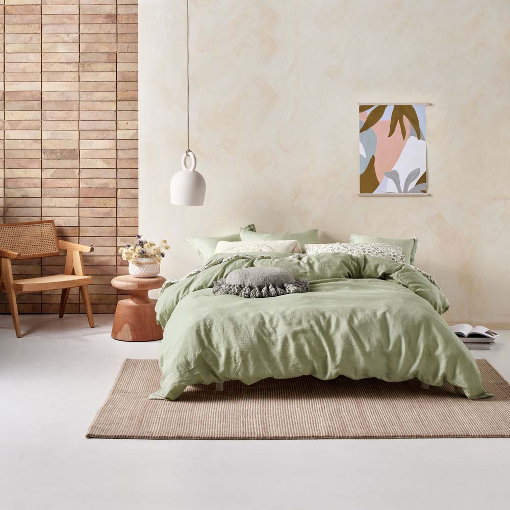 Linen House Nimes Wasabi Soft & Durable Queen Bed Quilt Cover Set