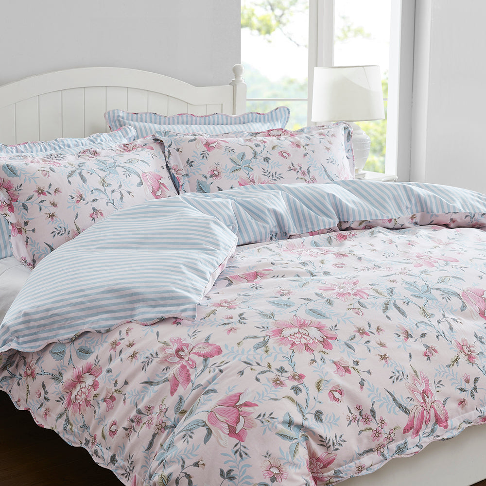 Laura Ashley Edita's Garden Blush Pink King-Size Quilt Cover Set