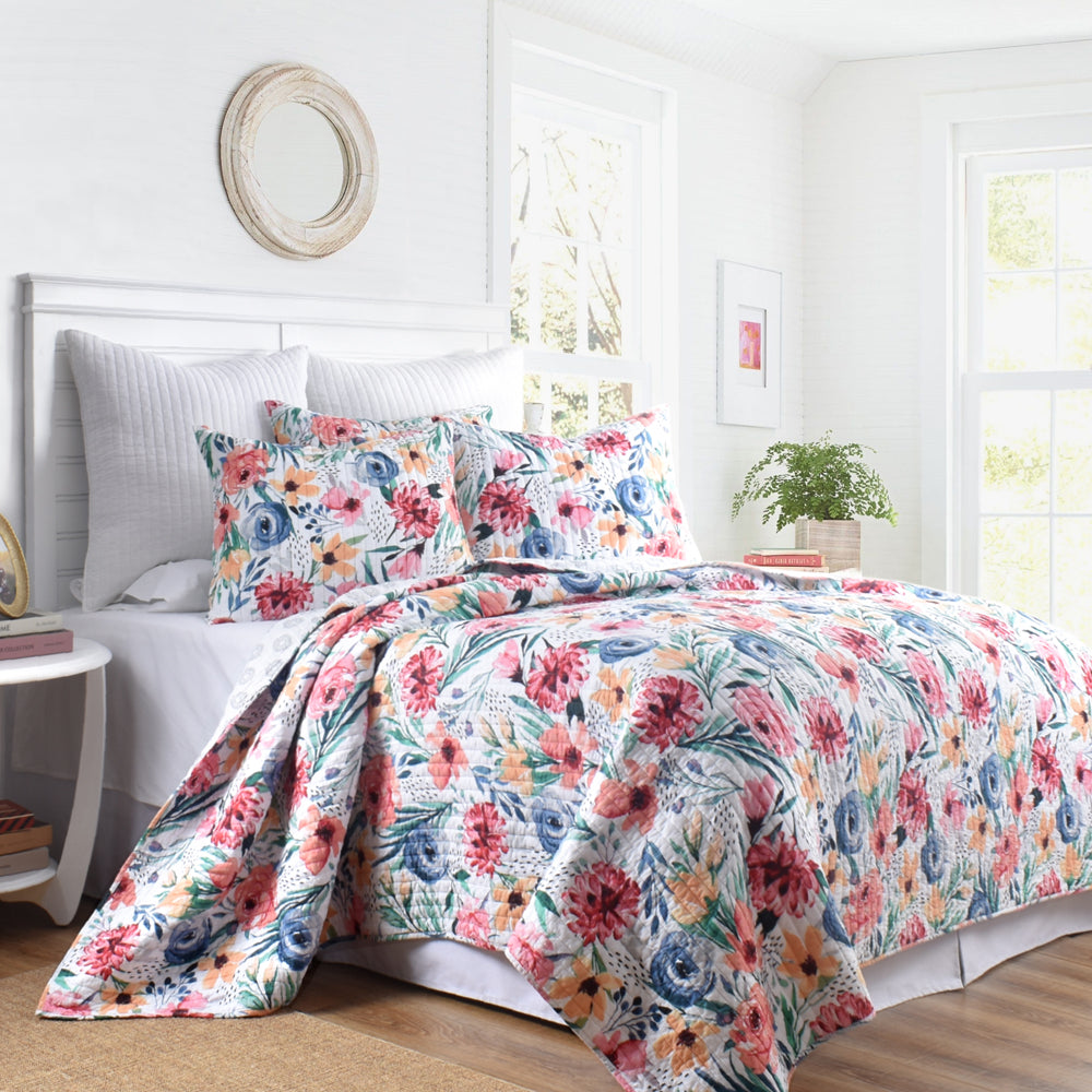 Super King Size Blossom Design Bed Coverlet Set