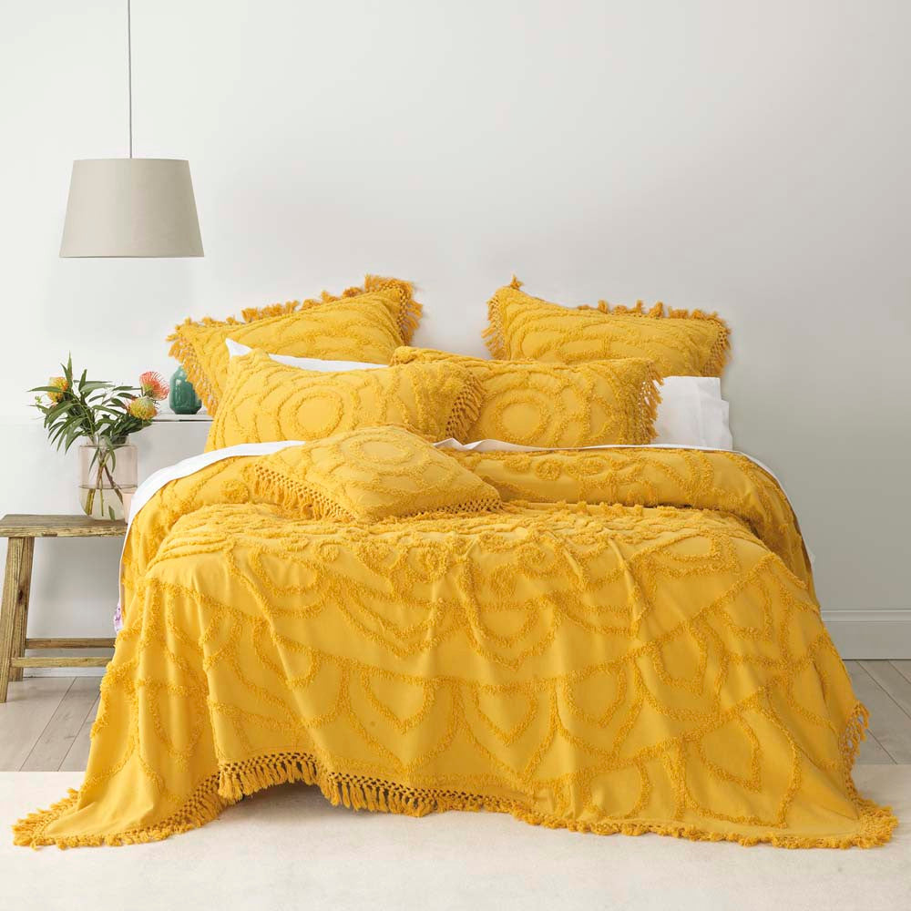 Single Bed Santorini Mustard Bedspread Set for a Stylish Bedroom Decor