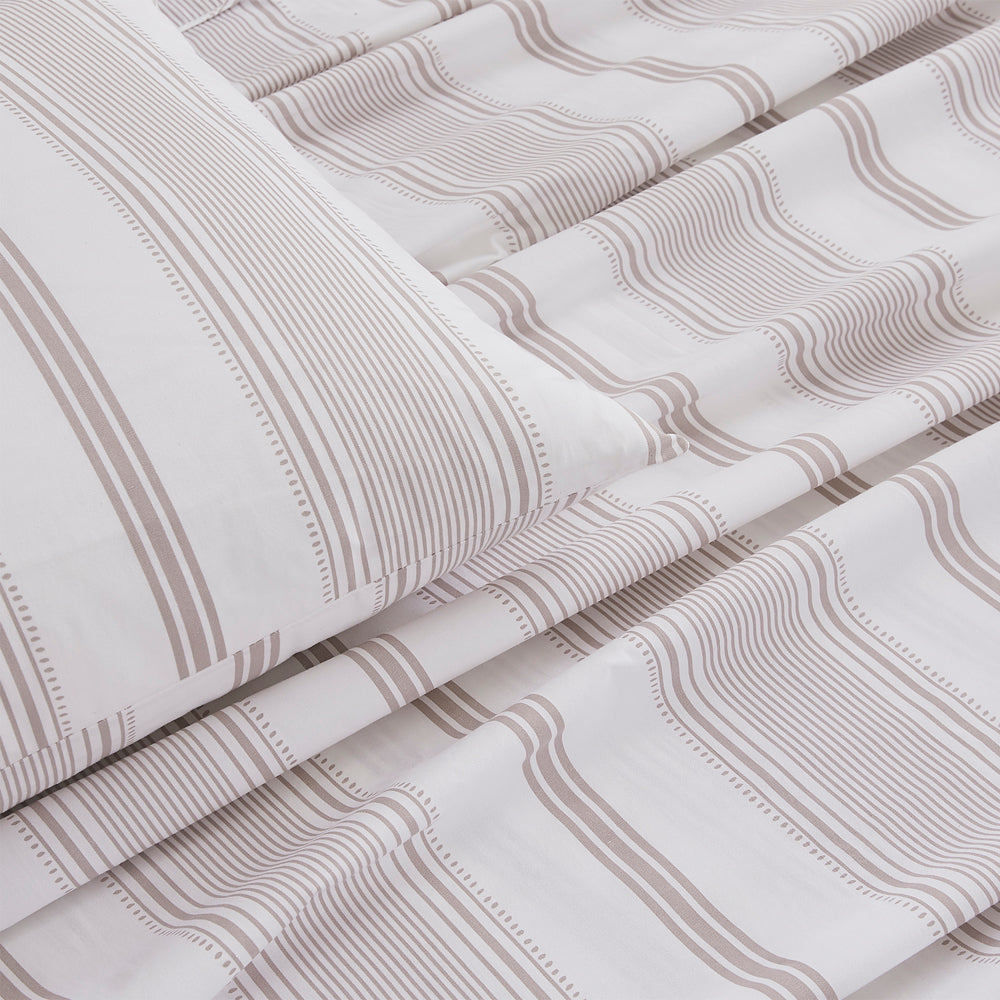 Laura Ashley Double Bed Heacham Stripe Truffle Bed Sheet Set