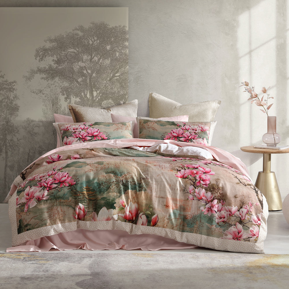 Luxurious Ikigai Magnolia King Size Bed Quilt Cover Set