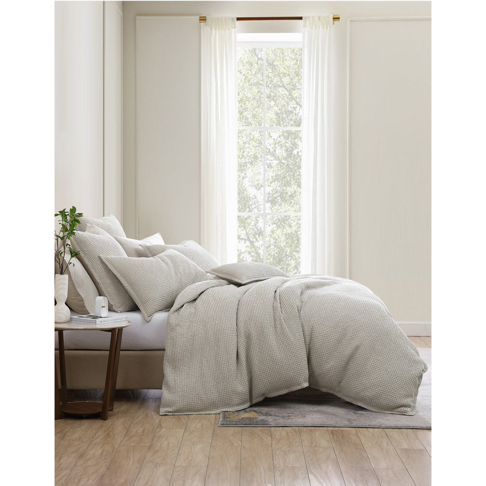 Urban Stone Waffle Texture Queen Bed Quilt Cover Set