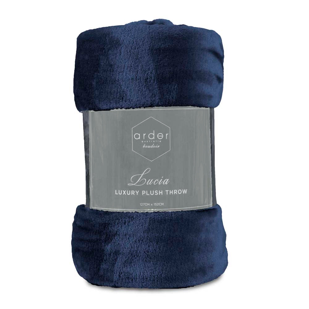 Navy Lucia Plush Fuzzy Throw Blanket for Winter
