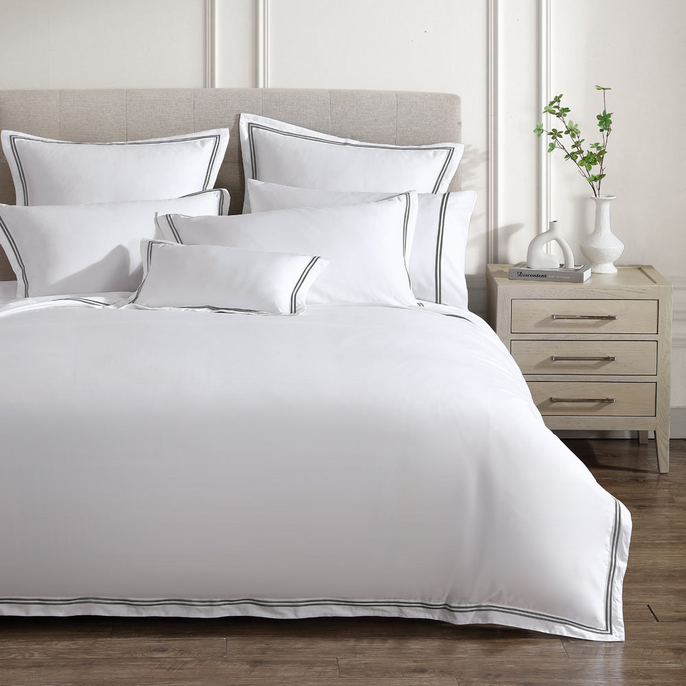 Luxurious Santiago Charcoal Quilt Cover Set for King - Sized Bed, Ideal for Elevating Bedroom Decor