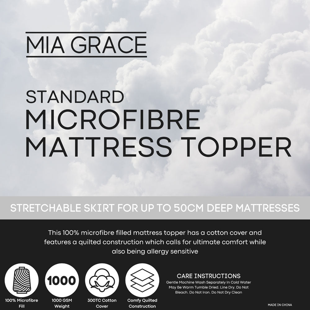 High - Quality 1000GSM Microfibre Mattress Topper for King - Size Bed