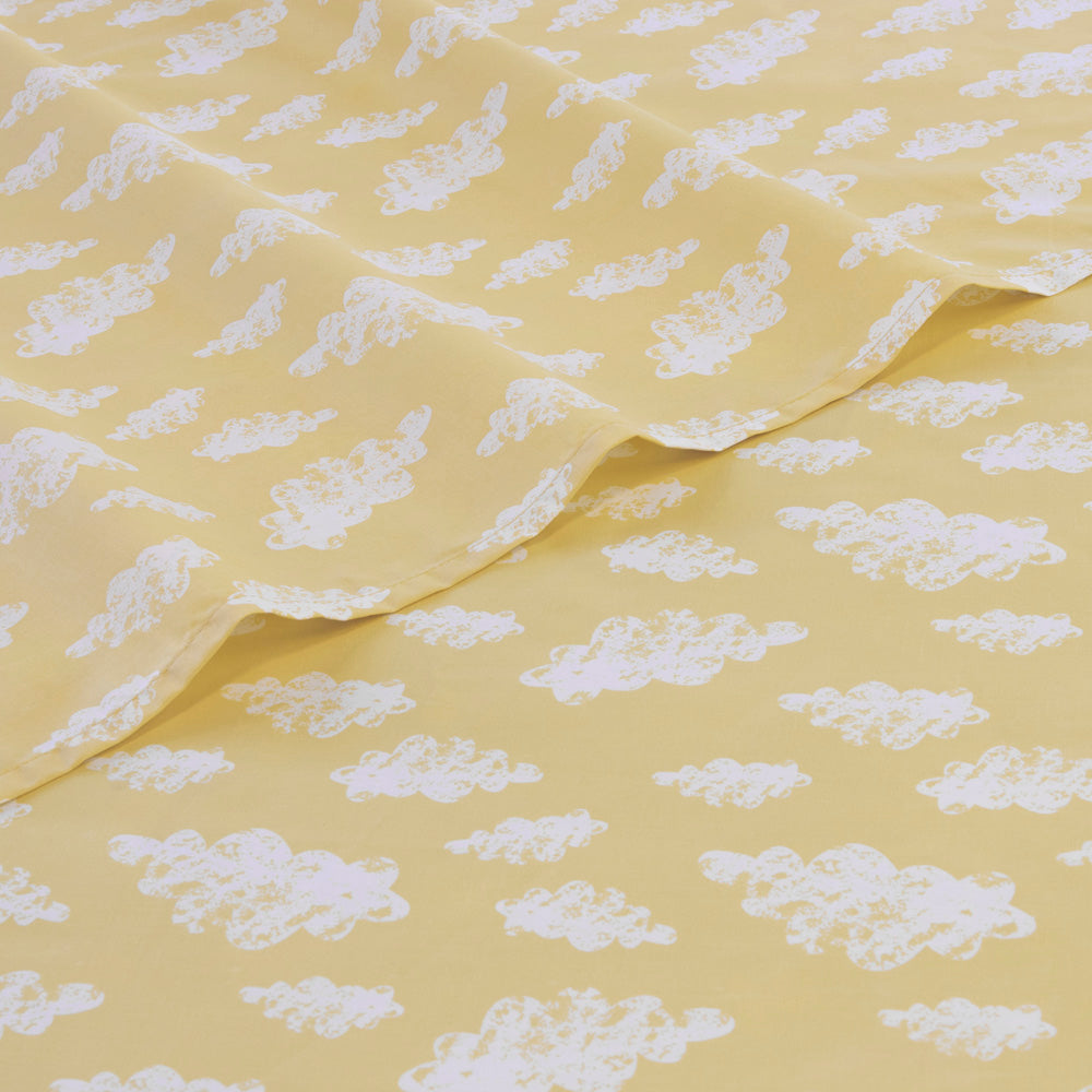 Single Bed Clouds Yellow Bed Sheet Set for Jelly Bean Kids