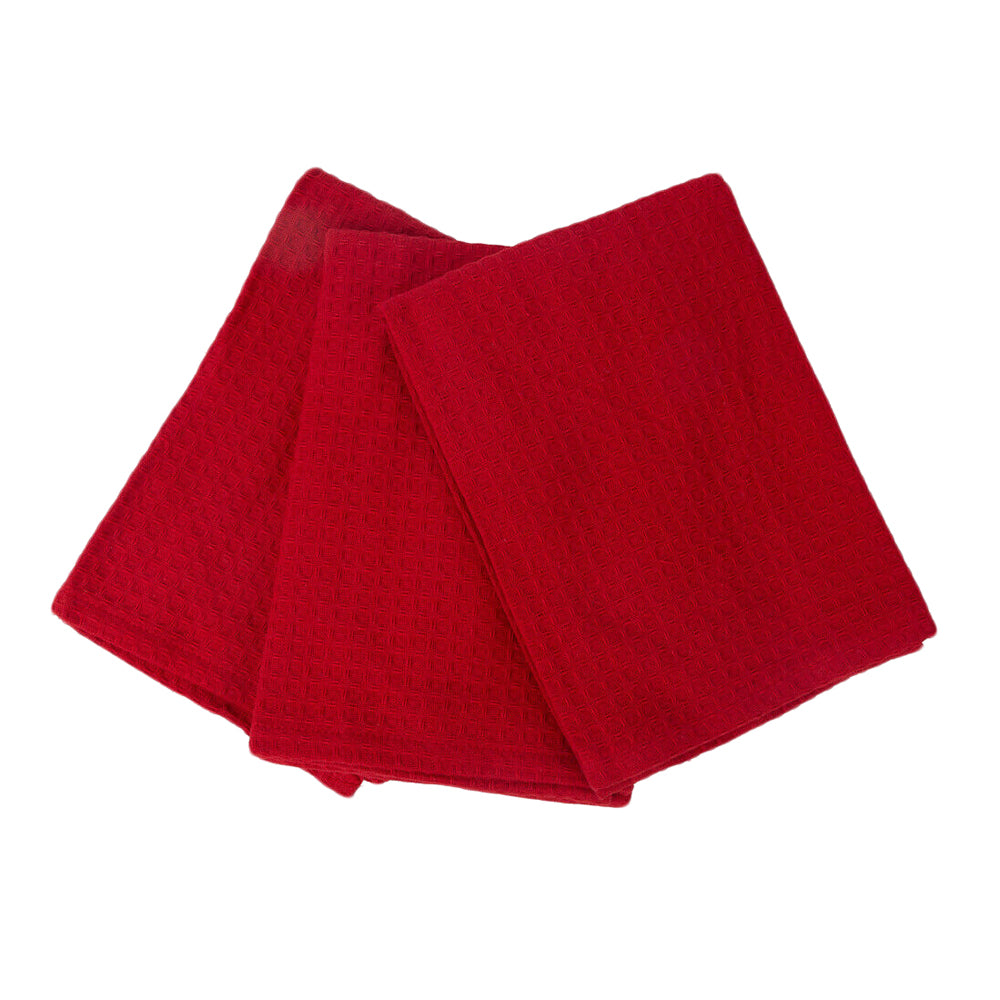 RANS Red London Waffle Tea Towels - 3 Pack Set