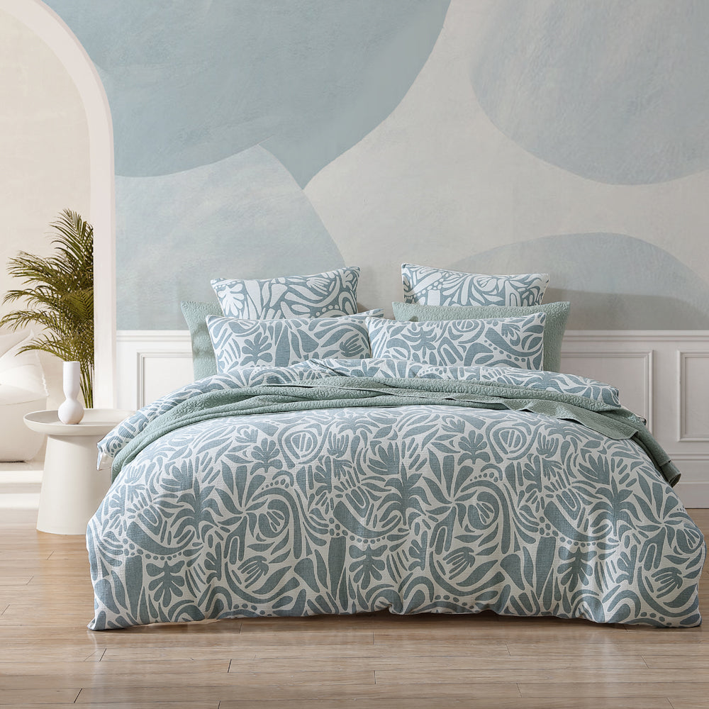 Haven Surf Platinum Quilt Cover Set for King - Size Bed