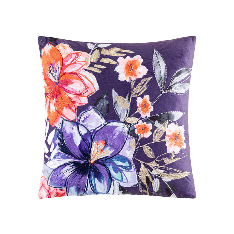 Ava Decorative Multi - Square Filled Bedroom Cushion with Floral Design