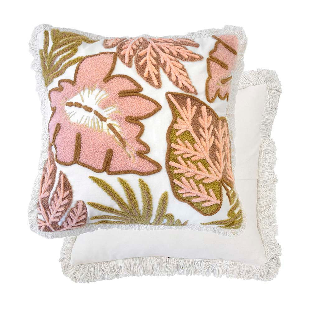Bambury Flores Sunset Square Decorative Filled Cushion with Fringe